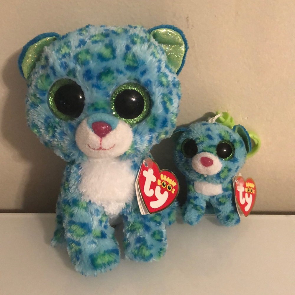 TY Beanie Boo Leona Leopard & Matching Clip on!